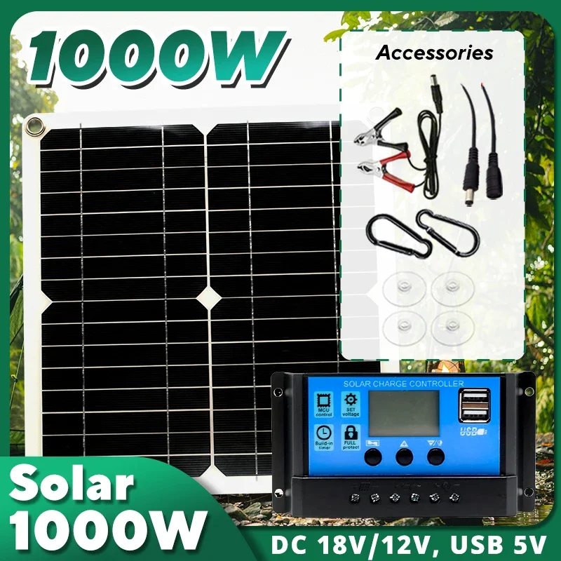 Usb Charger Dynamo - 1000W Solarpanel-Set, 12V Solarzelle 10A-100A Regler,
