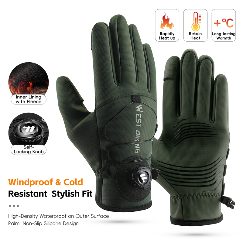 Winter Cycling Commute - Winter-Fahrradhandschuhe, magnetisch, mit Schnellverschluss, wärmeisoliert, Touchscreen-Finger